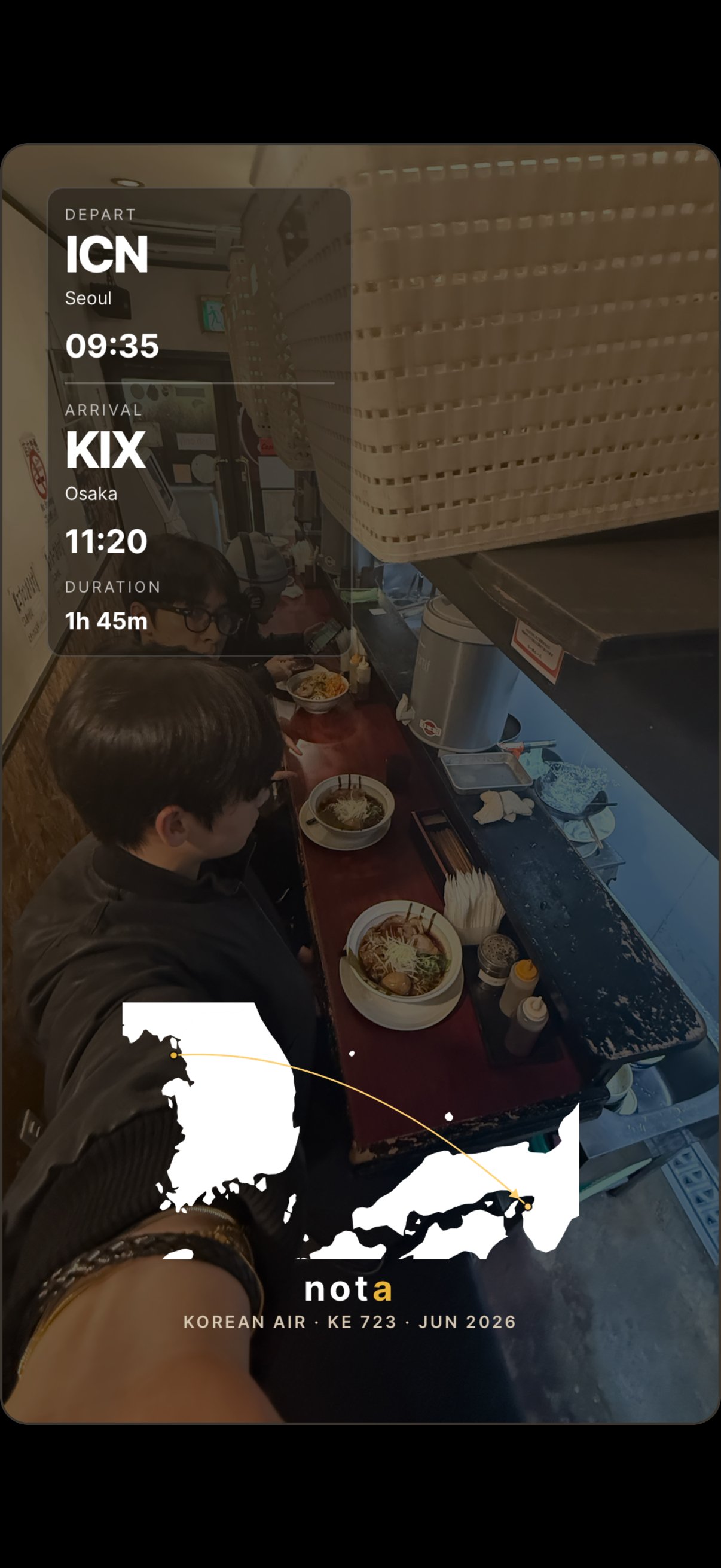 nota card — ICN to KIX, Korean Air