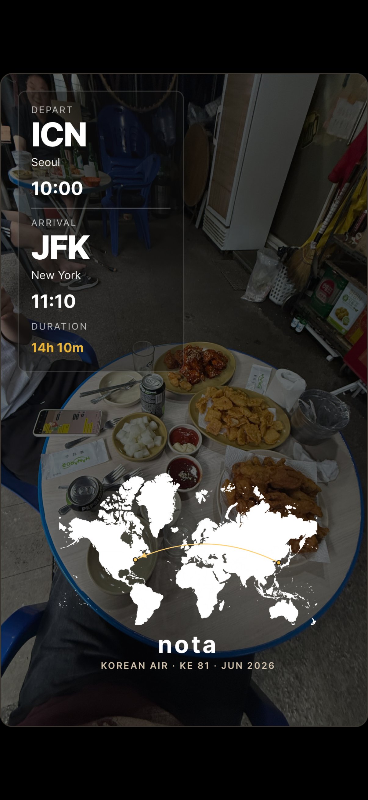 nota card — ICN to JFK, Korean Air